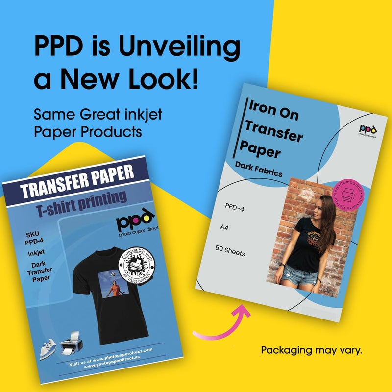 PPD 50 Sheets 8.5x11" - Inkjet Iron-on Heat Transfer Vinyl Paper for Black & Dark Fabric and T-Shirts - Premium - PPD-4-50 - Image 2